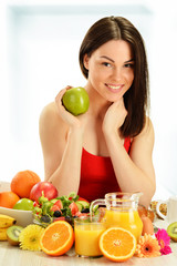 Young woman having breakfast. Balanced diet