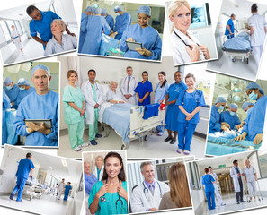 Fototapeta na wymiar Senior Patients Doctors & Nurses in Hospital