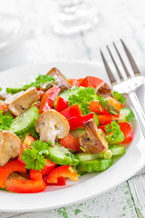 Vegetable salad with mushrooms