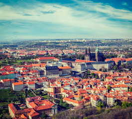 Aerial view of Hradchany: the Saint Vitus (St. Vitt's) Cathedral