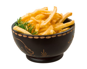 French fries on white background