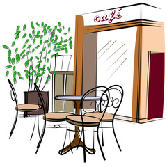 Fototapeta premium Hand Drawn Paris Cafe