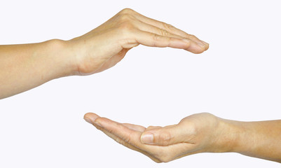 Two hands isolated on white background