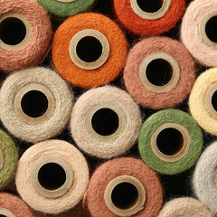Abstract Square Background Collection of Antique Thread Spools
