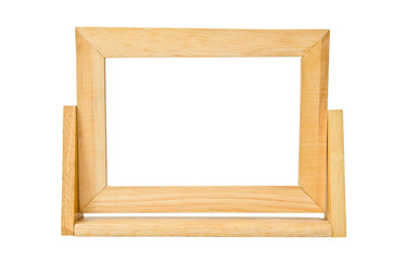 empty wooden photo frame isolated on white background