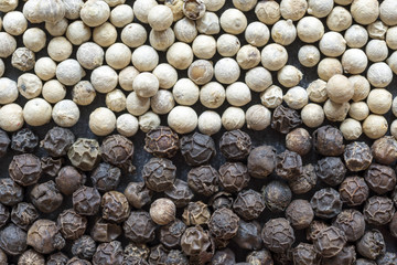 black and white pepper