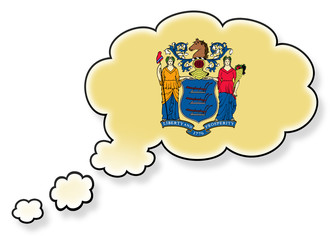 Flag in the cloud, isolated on white background