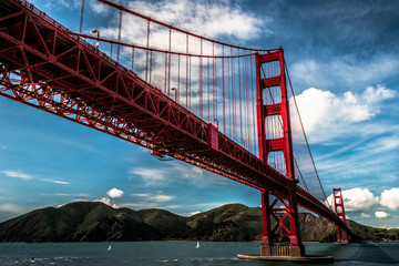 Golden Gate Bridge clear sky - obrazy, fototapety, plakaty