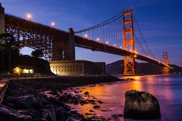 Papier Peint photo Pont du Golden Gate Golden Gate Bridge Twilight