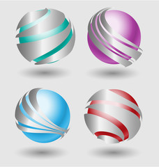 Elegant  metallic balls with silver embellishment