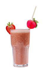 Freshening strawberry smoothie  isolated on white