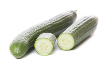 Fresh snake cucumber isolated on white background