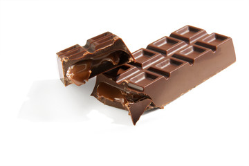 broken chocolate candybar with caramel stuffing