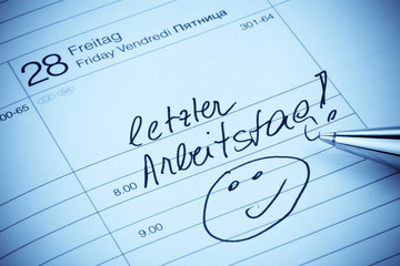 Kalendernotiz, letzter Arbeitstag