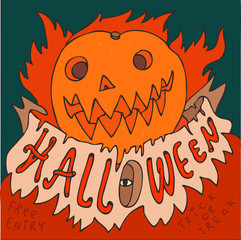 Happy Halloween Poster. Vector illustration hand drawn