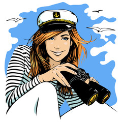 girl with binoculars