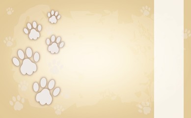 Dog paws on light brown background