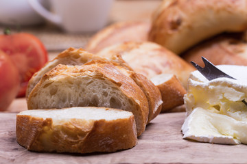 bread rolls on the cutting board