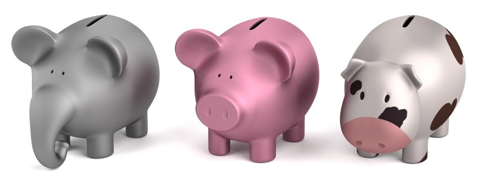 realistic 3d render of piggy banks