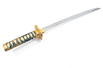 Japanese samurai katana sword isolated on white