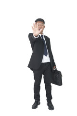 businessman with briefcase over white