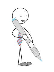 STICKMAN HOLDING BLUE PEN (survey opinion satisfaction consumer)