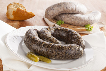 Blood sausage and rice sausage.