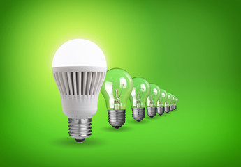 Idea concept with led bulb and tungsten bulbs