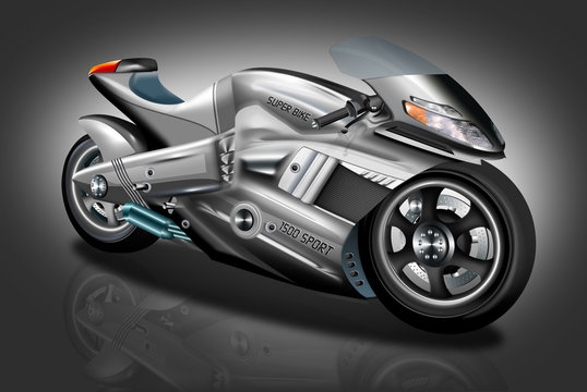 modernes Motorrad mit schwarzen Hintergrund