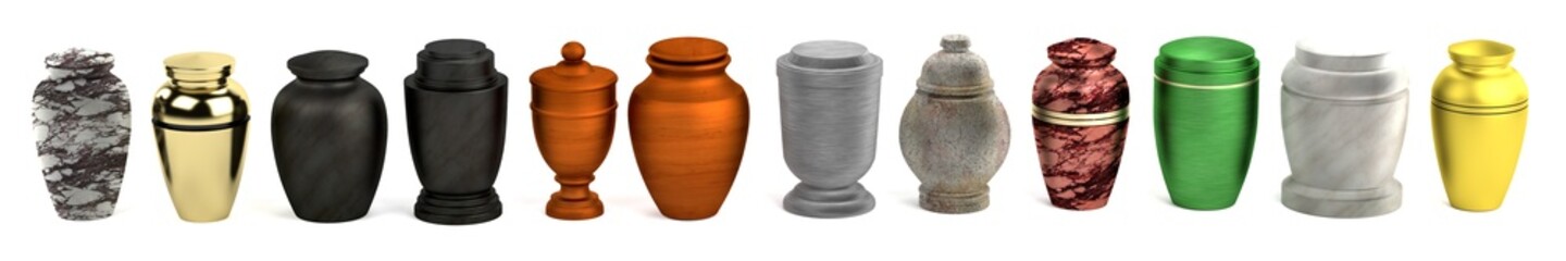 realistic 3d render of urns - obrazy, fototapety, plakaty