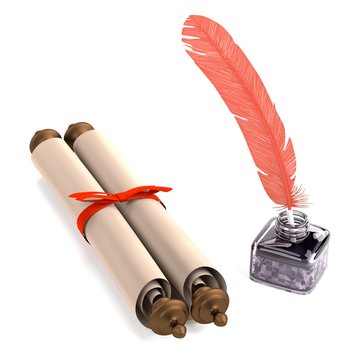 realistic 3d render of writing tools