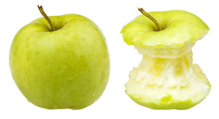 apple core and whole granny smith