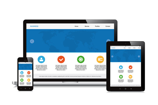 mobile, tablet and laptop responsive webdesign isolated backgrou
