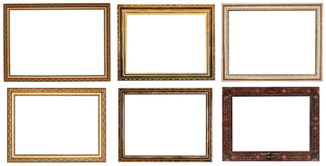 set of wide retrot wooden picture frames