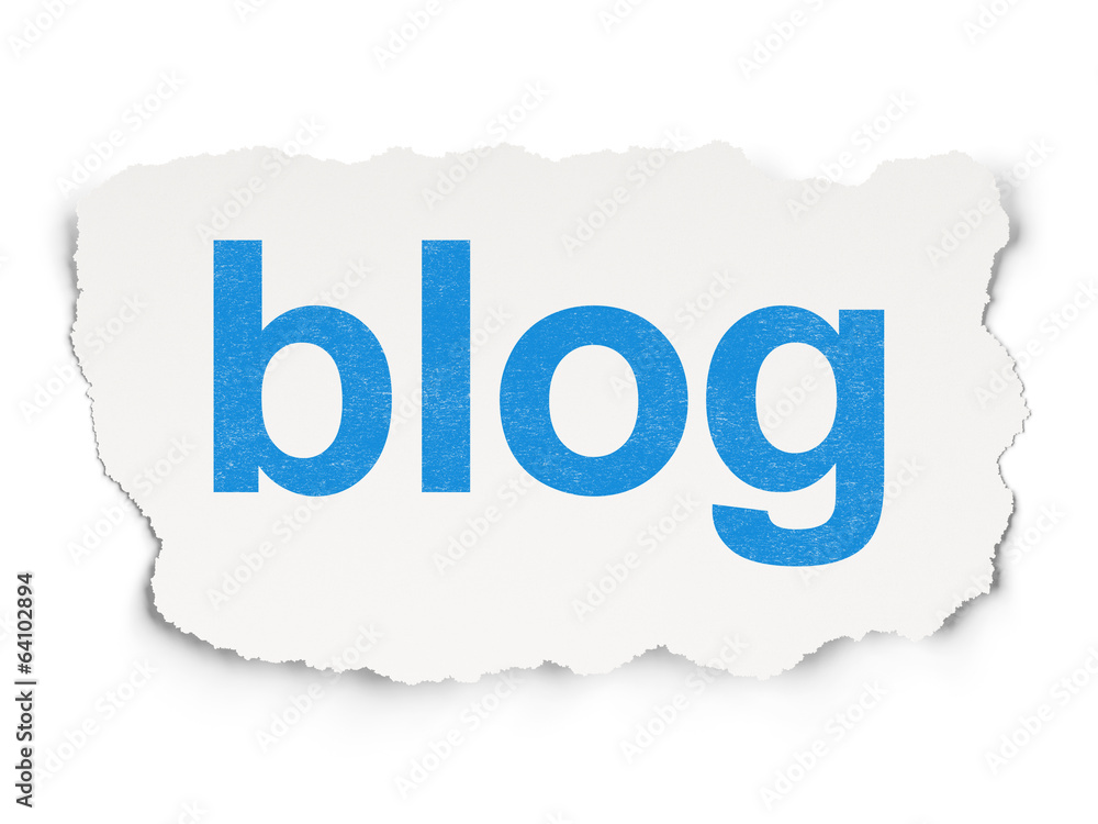 Poster web development concept: blog on paper background