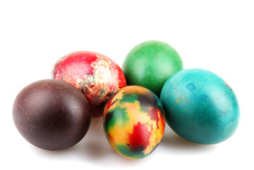 Easter eggs on white background