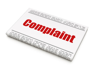Law concept: newspaper headline Complaint