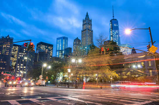 Fototapeta New York City traffic - Blurred lights in Manhattan