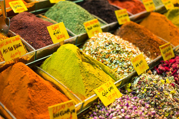 Closeup of spices on sale market