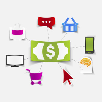 concept for online shopping: money