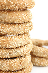 Stack of koulouri - traditional Greek bread