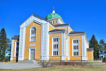 Fototapeta na wymiar Finland. Wooden Church in Kerimaki