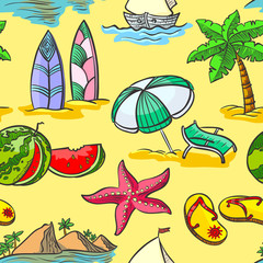 Naklejka premium summer seamless pattern