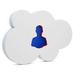 3d white cloud with user icon