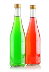Drinks in glass bottles.
