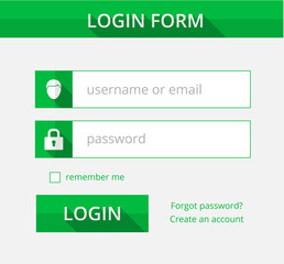 green register form suitable for flat design, illustration