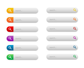 collection of colorful rounded search buttons - illustration