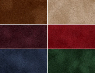 Set of multicolored velvet texture.