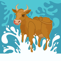 cow and milk splashes