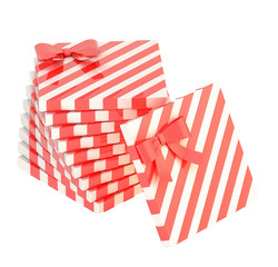 Naklejka premium Twisted pile of gift boxes isolated
